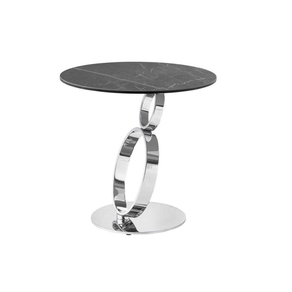 Satellite round end table in gray marbled porcelain.. Picture 1