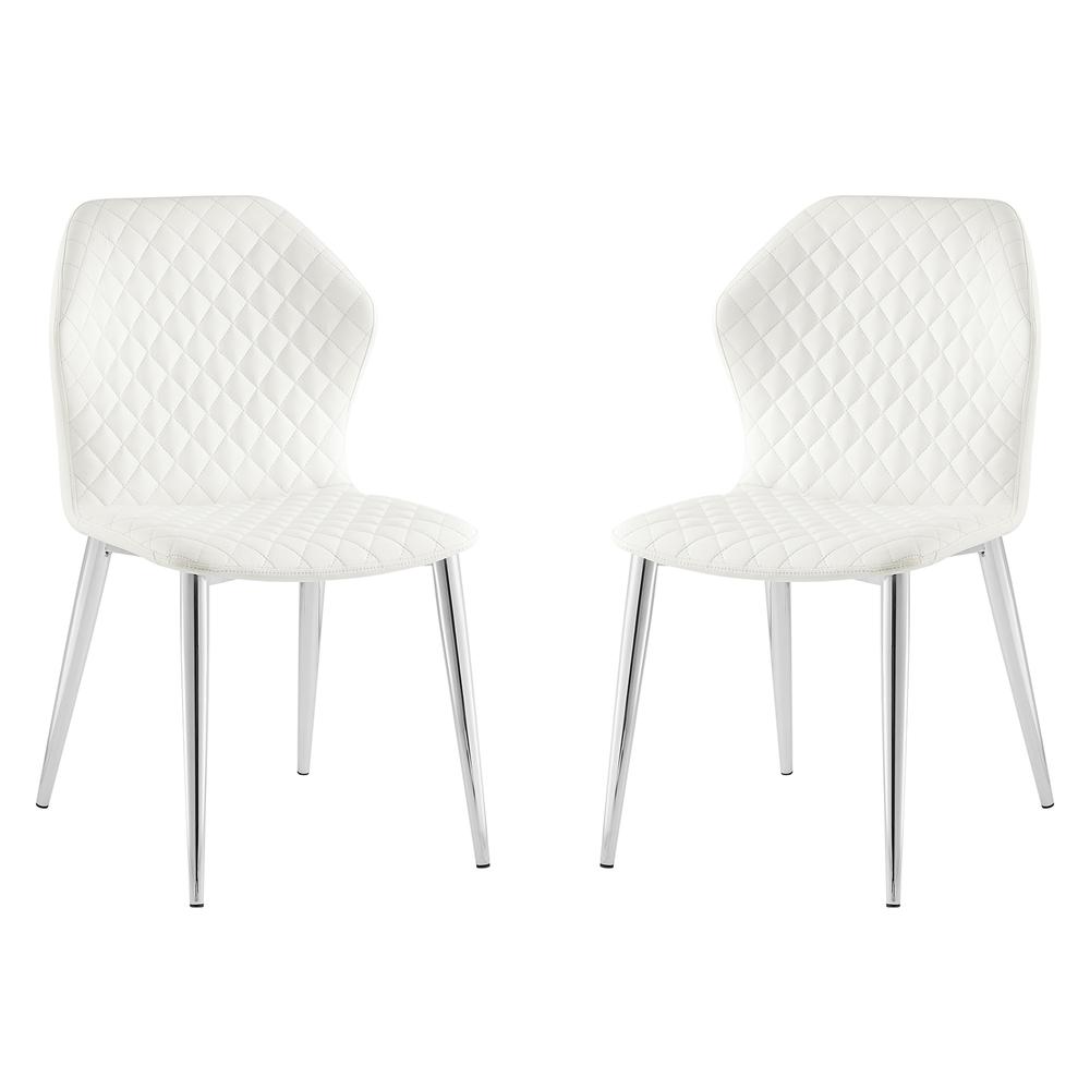 Olivia Set of 2 dining chair in white pu leather.. Picture 1