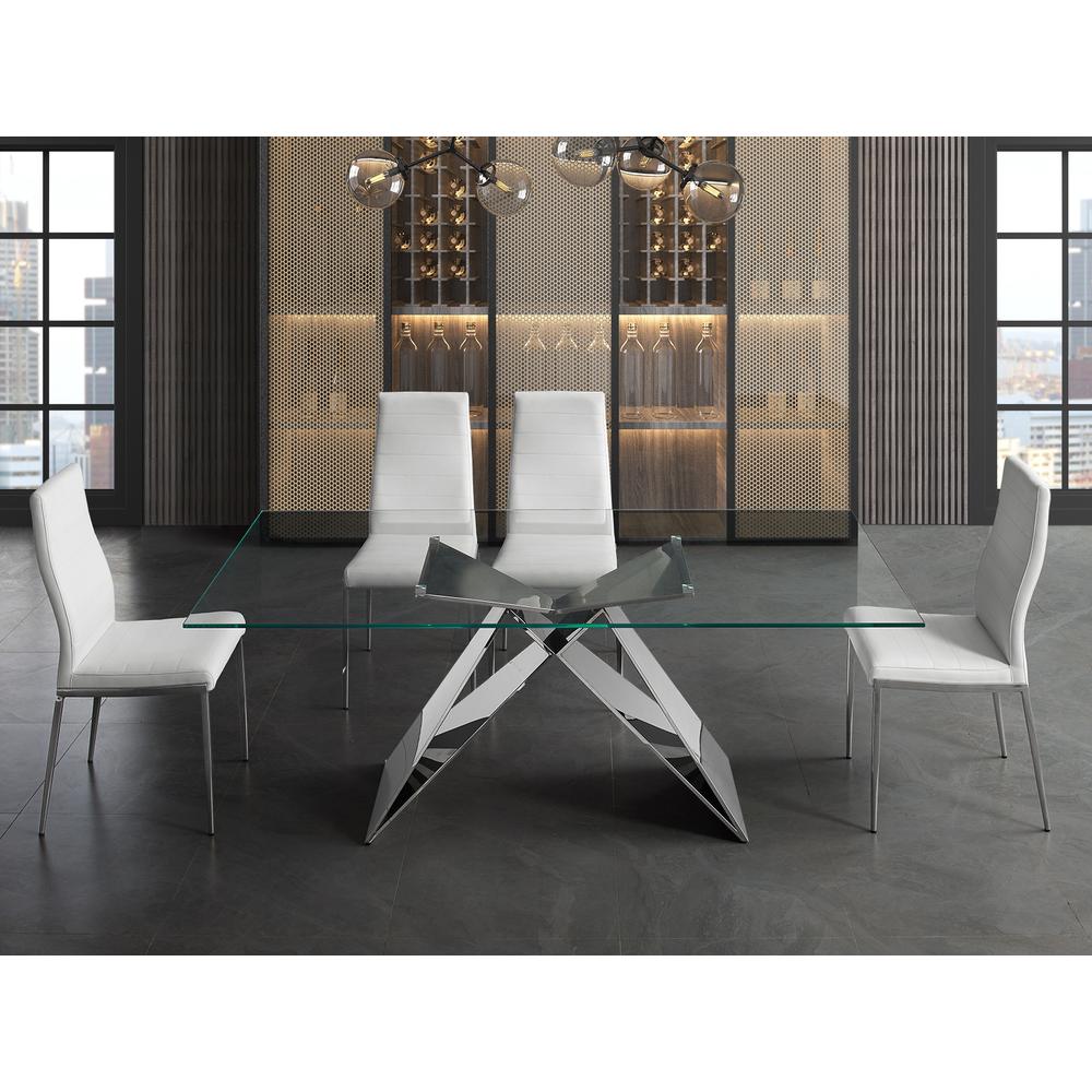 Eiffel dining table with stainless base and clear top.. Picture 1