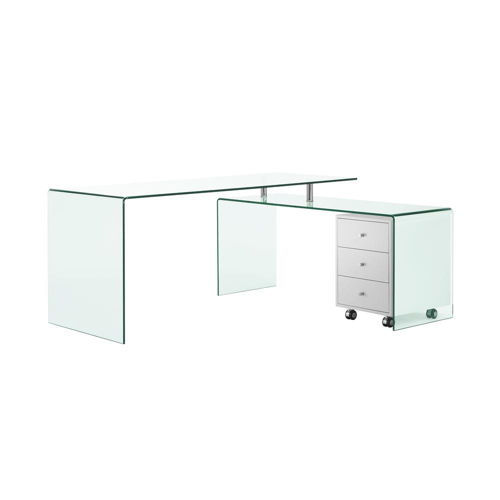 Rio office desk in clear glass with storage.. Picture 1
