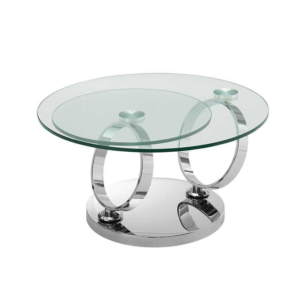 Satellite round extendable swivel coffee table in clear glass.. Picture 16