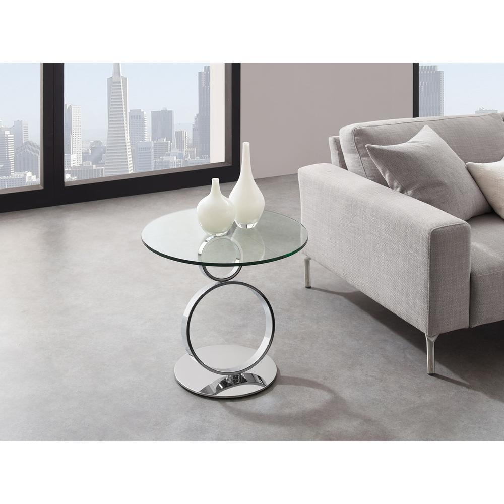 Satellite round end table in clear glass.. Picture 1