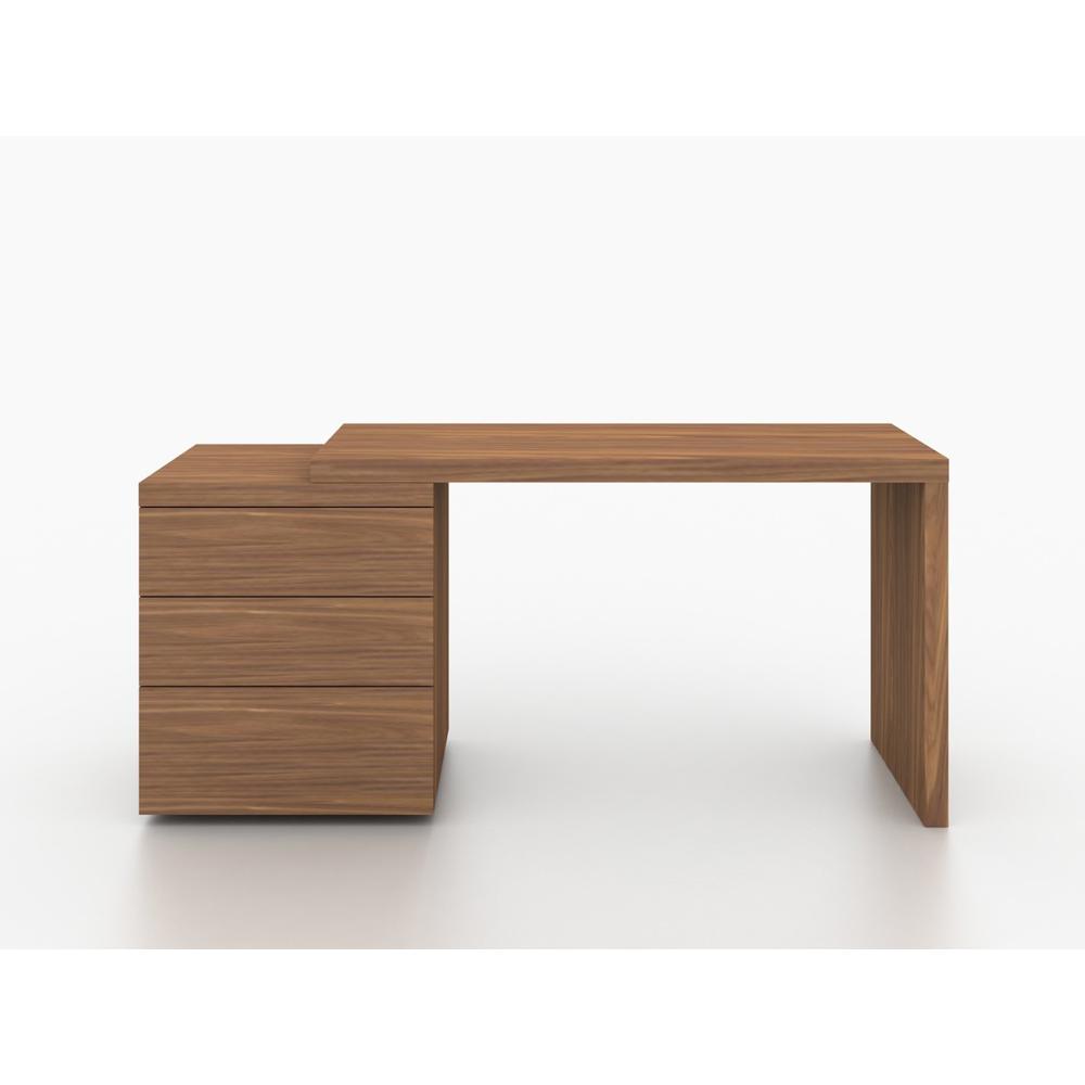 Nest extendable office desk in walnut veneer with storage.. Picture 1