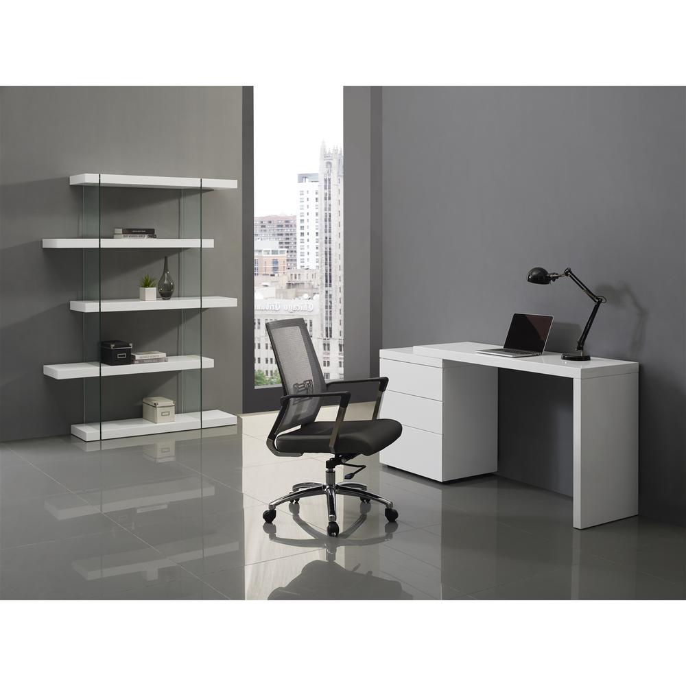 Nest extendable office desk in white with storage.. Picture 1