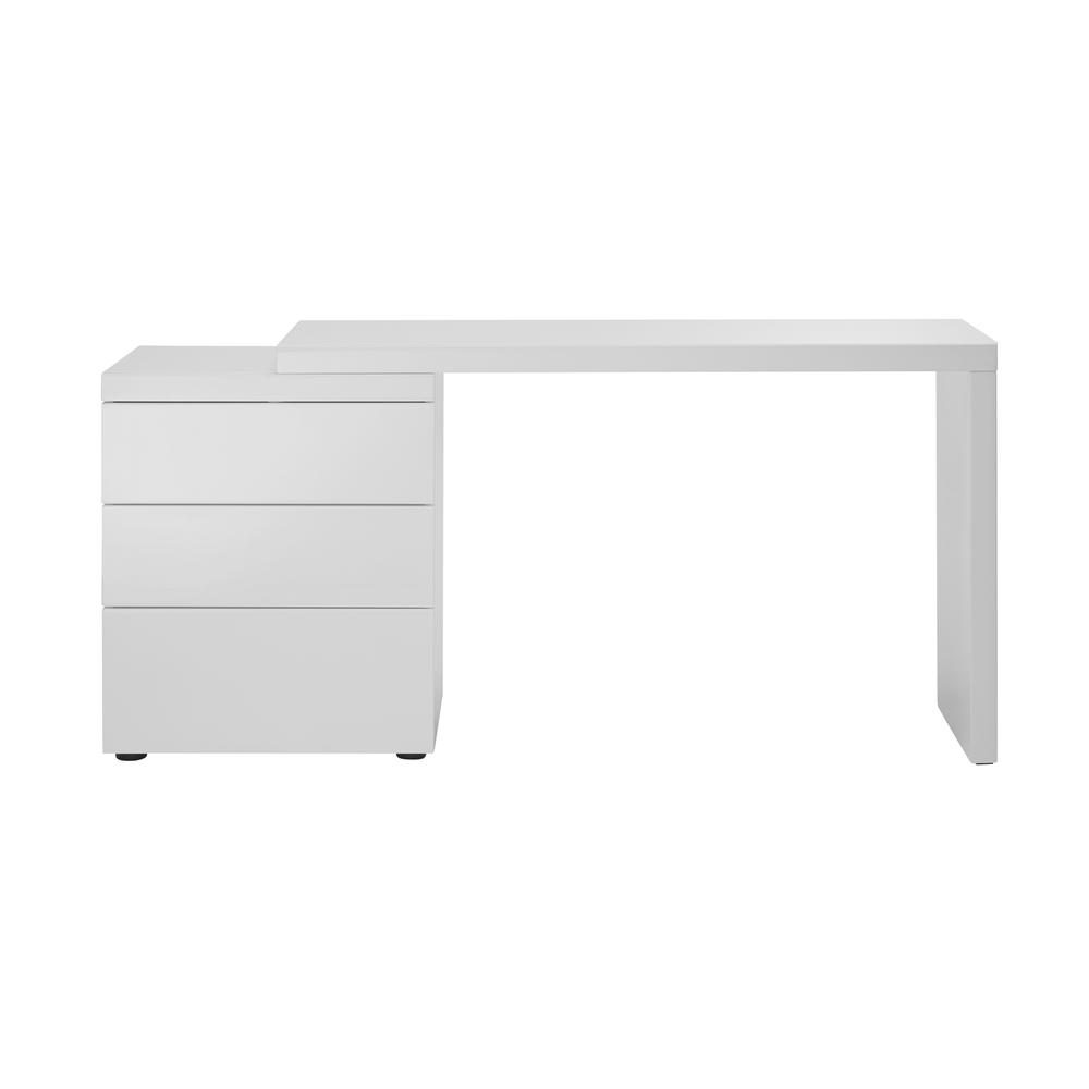 Nest extendable office desk in white with storage.. Picture 3