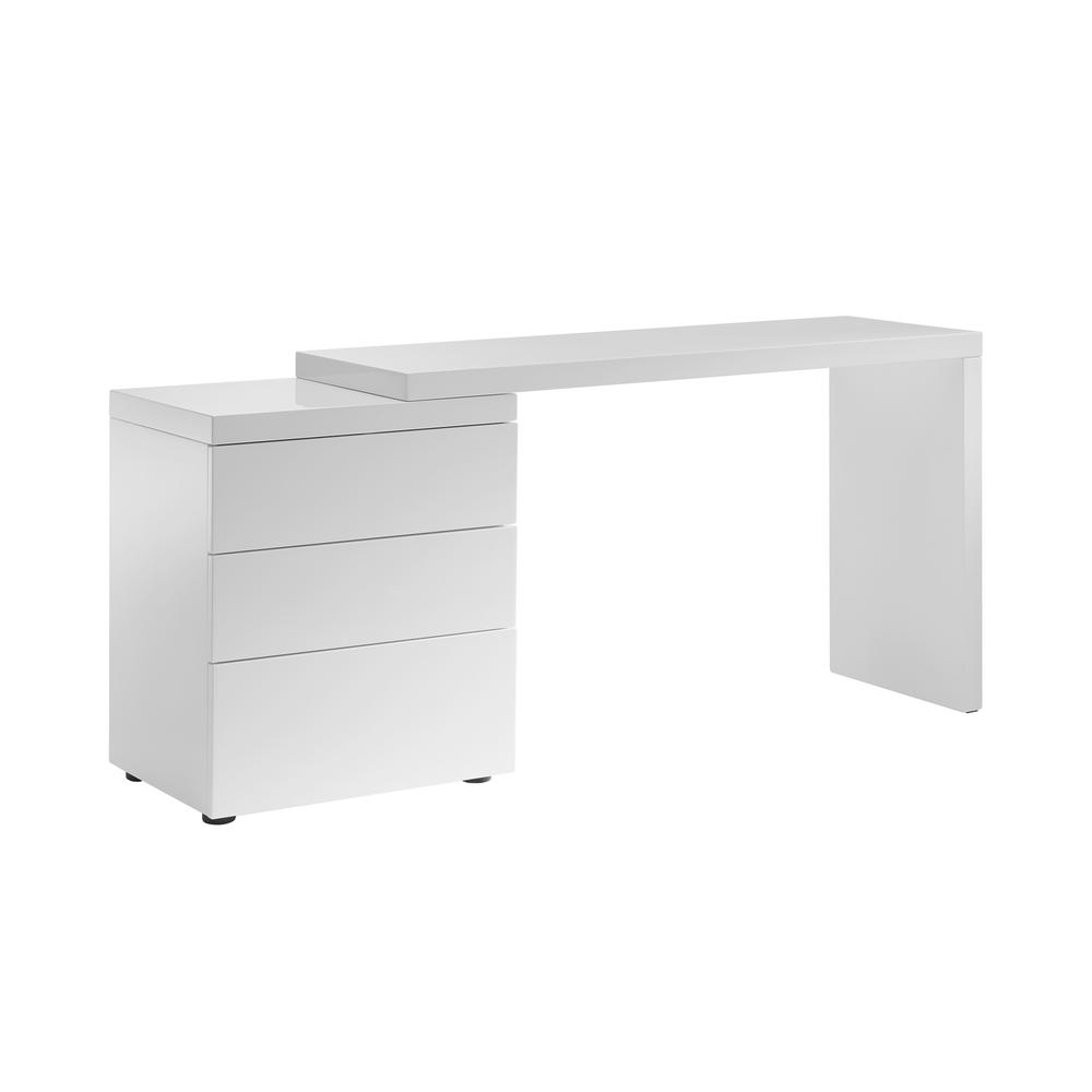 Nest extendable office desk in white with storage.. Picture 4