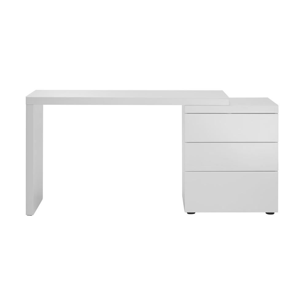 Nest extendable office desk in white with storage.. Picture 5