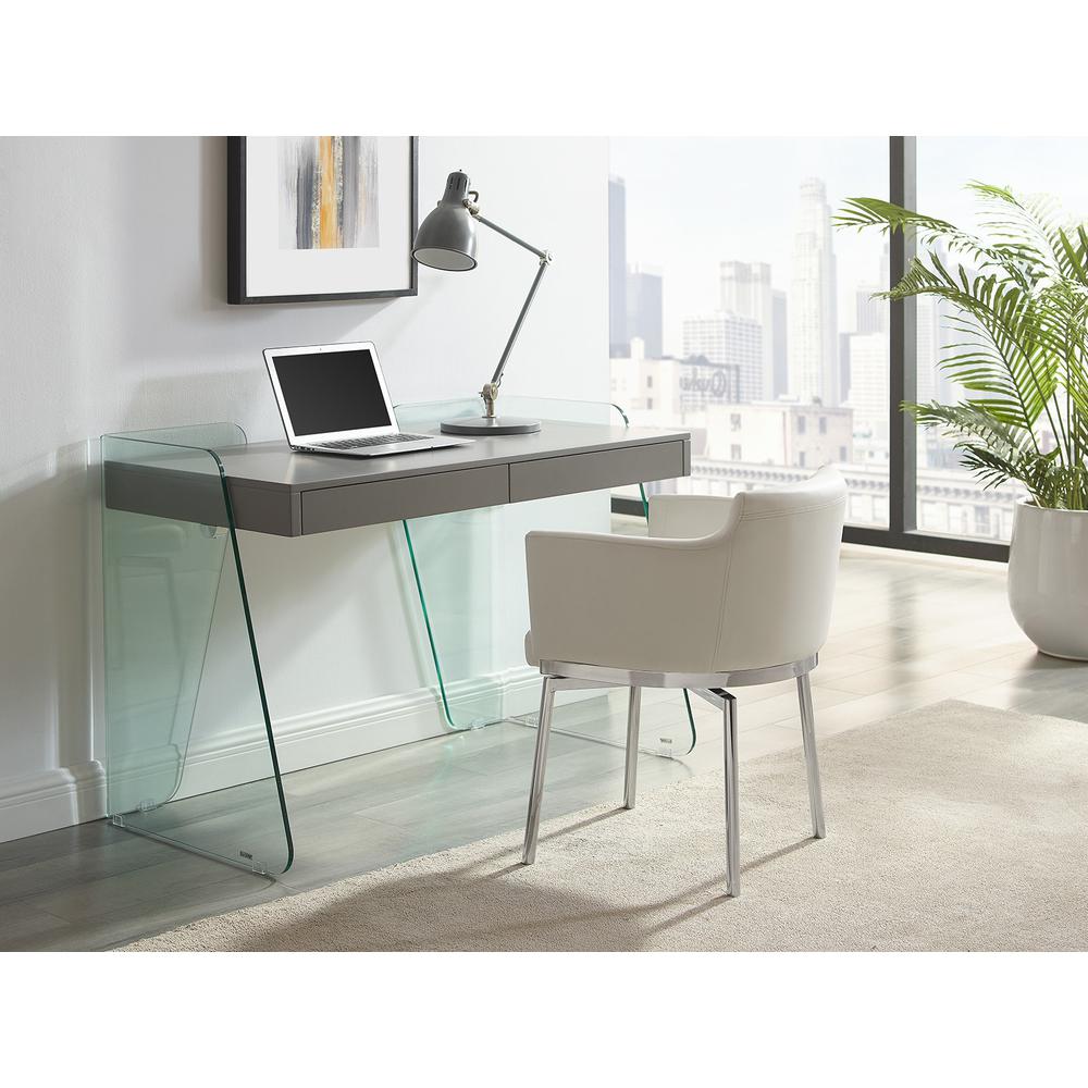 Archie office desk in gray high gloss with storage.. Picture 1