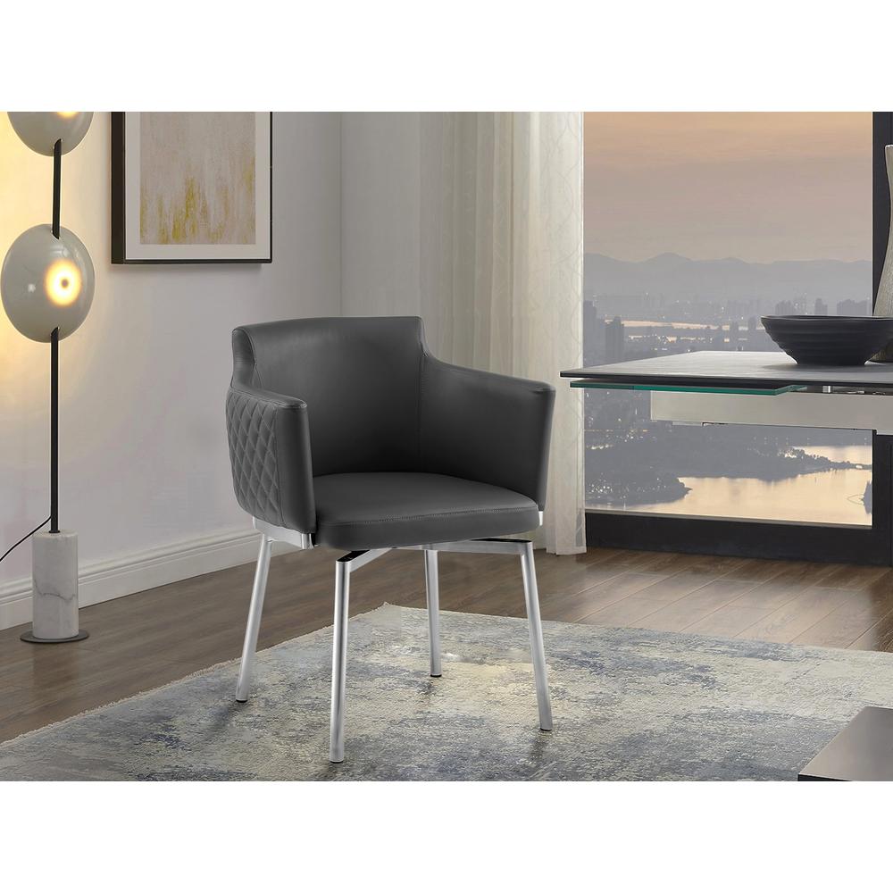 Suzzie 180 swivel arm dining chair in dark gray pu-leather.. Picture 1