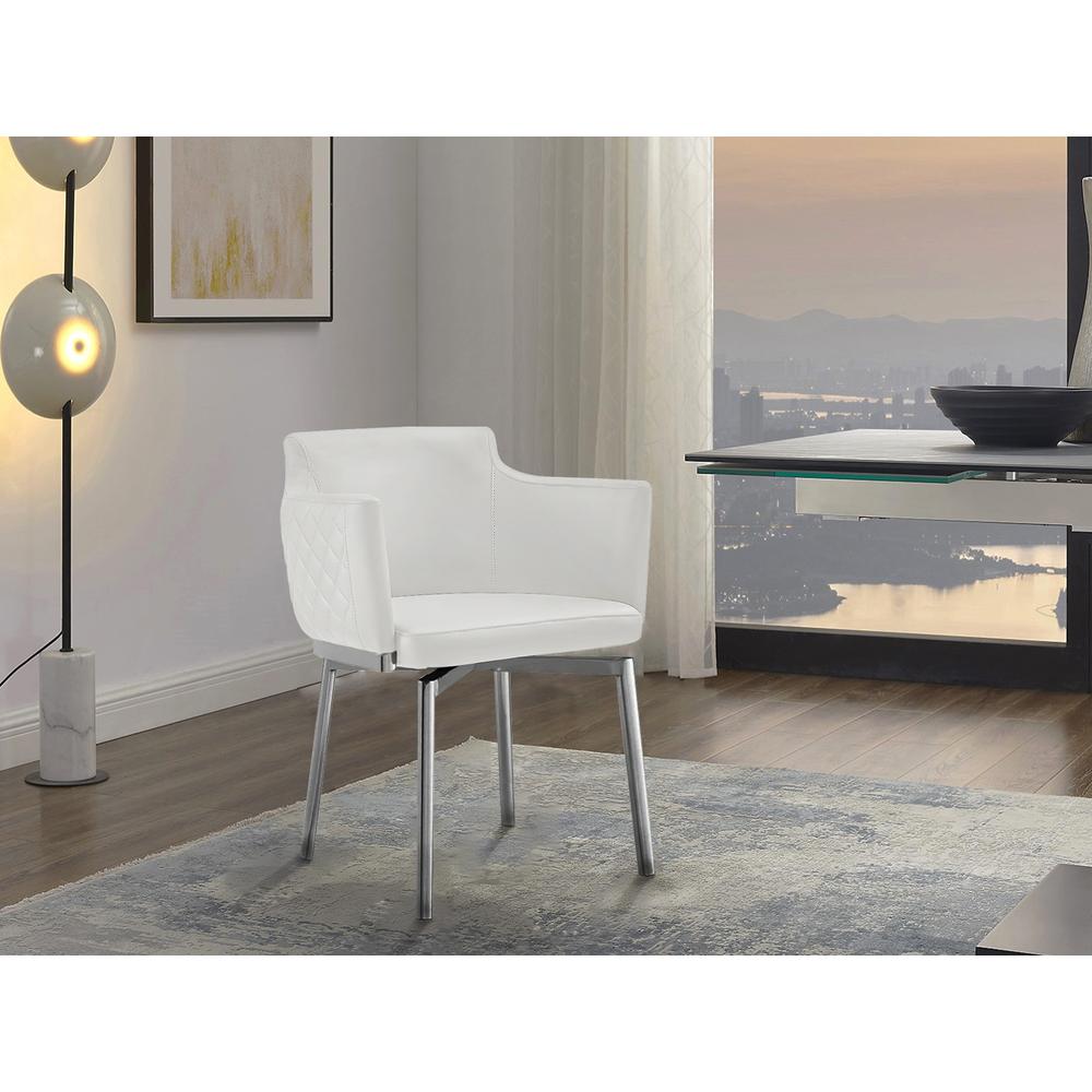Suzzie 180 swivel arm dining chair in white pu-leather.. Picture 2