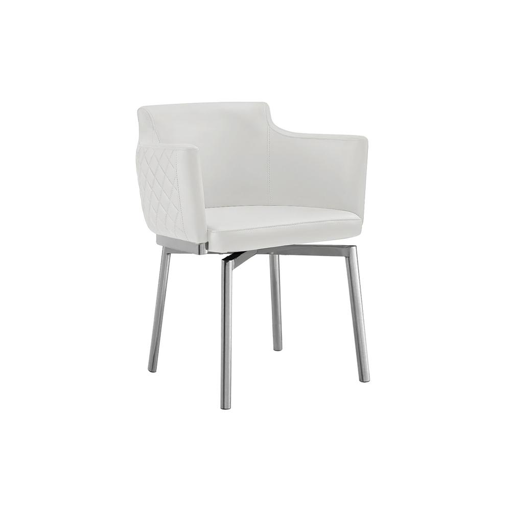 Suzzie 180 swivel arm dining chair in white pu-leather.. Picture 3