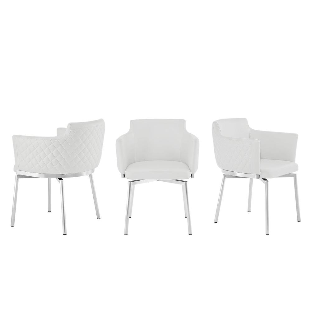 Suzzie 180 swivel arm dining chair in white pu-leather.. Picture 1