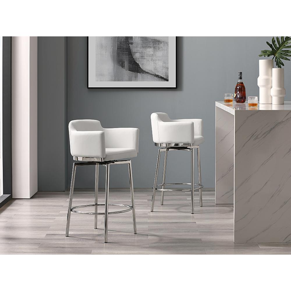 Suzzie counter 180 swivel arm bar stool in white pu-leather.. Picture 1