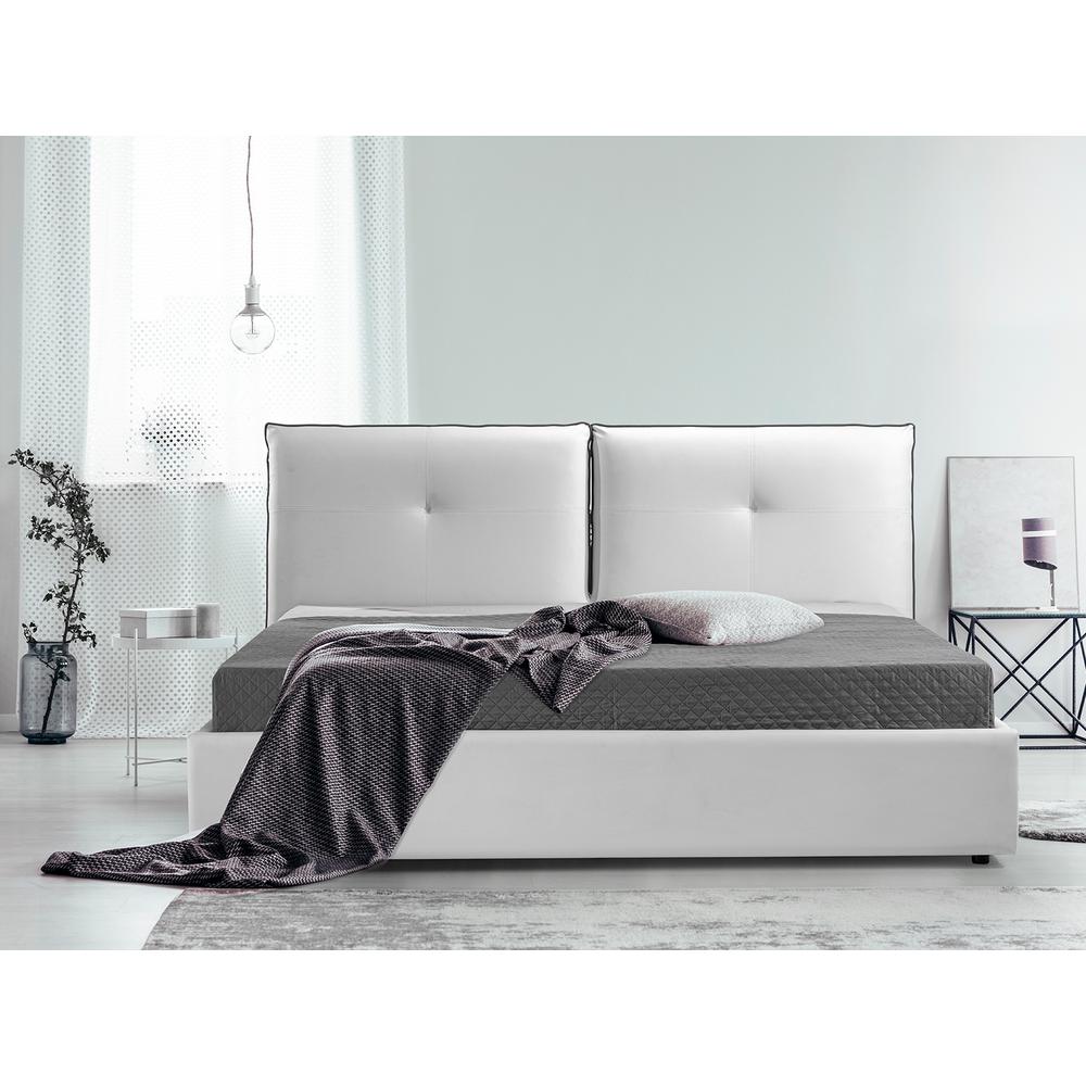Aria king storage bed in white pu leather.. Picture 1
