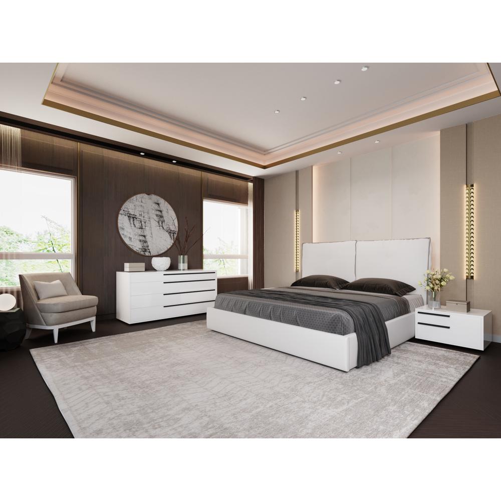 Aria queen storage bed in white pu leather.. Picture 2