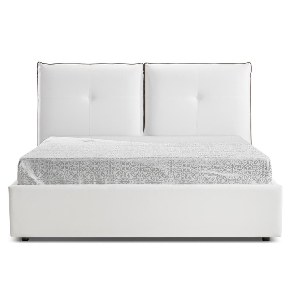 Aria queen storage bed in white pu leather.. Picture 4