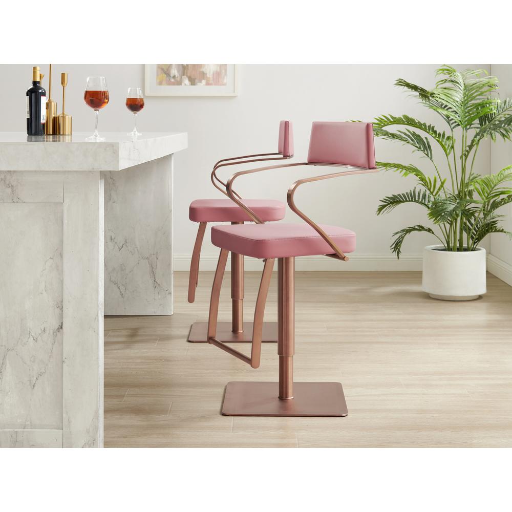 Harbor adjustable 360 swivel arm bar stool in dusty pink pu leather.. Picture 1