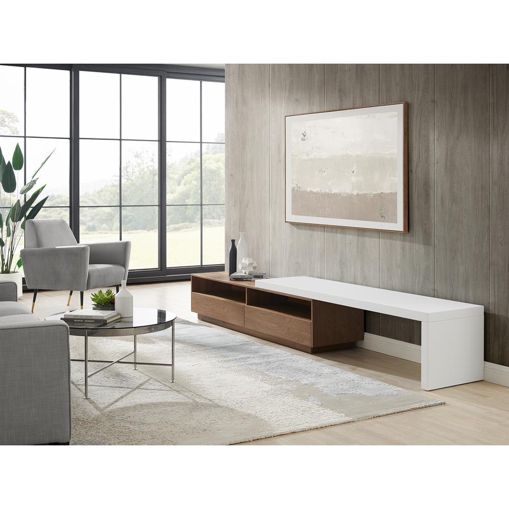 Celine extendable entertainment center in walnut veneer with storage.. Picture 4