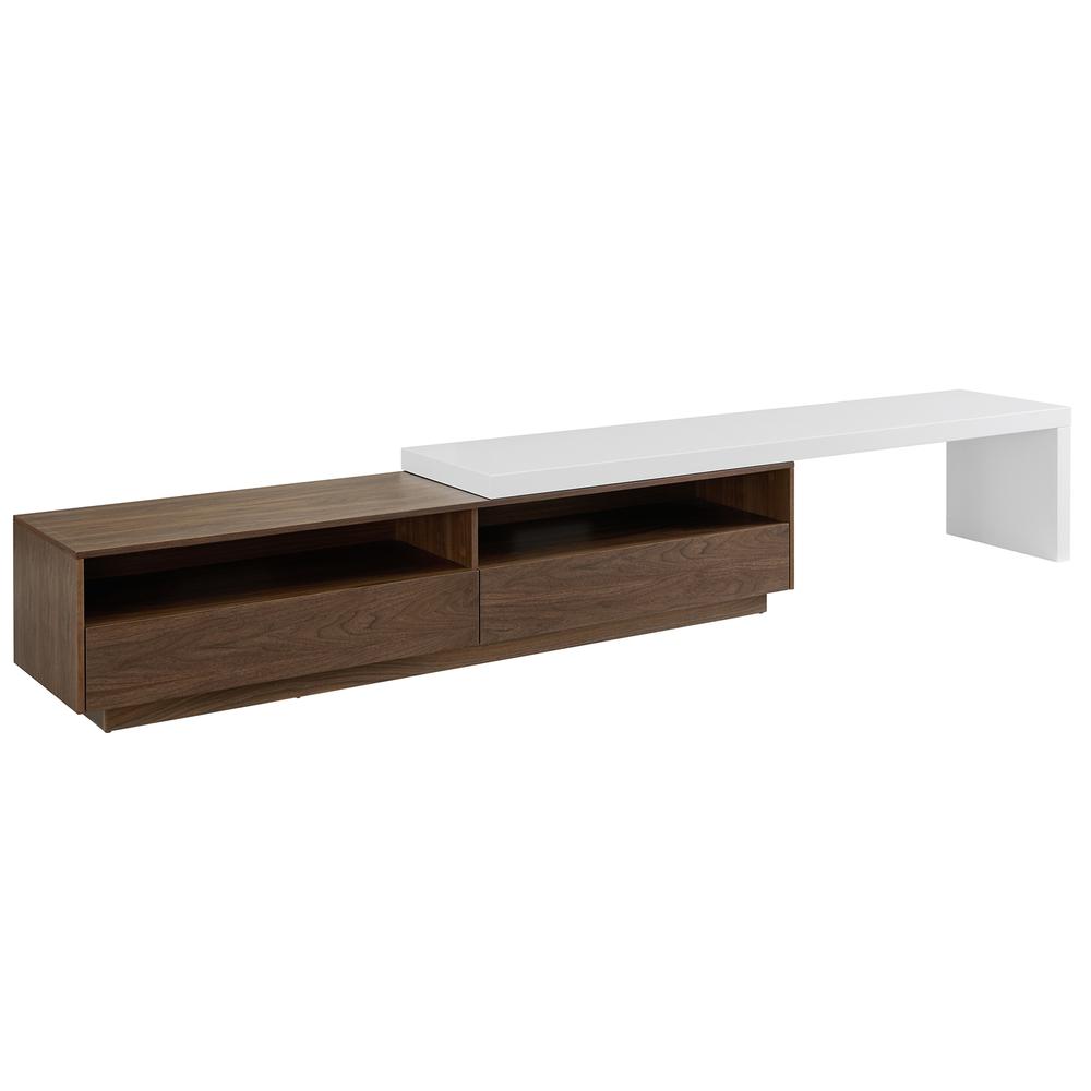 Celine extendable entertainment center in walnut veneer with storage.. Picture 1