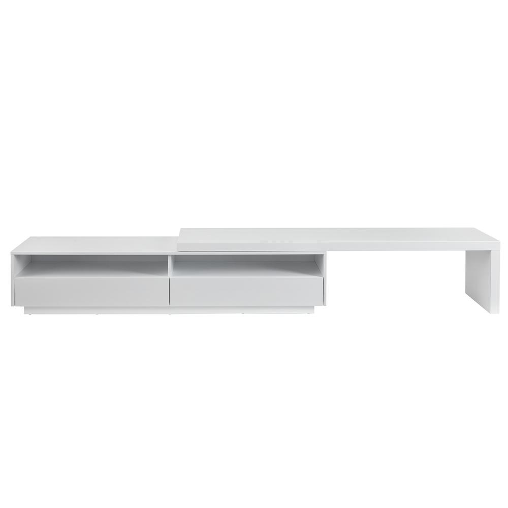 Celine extendable entertainment center in white matte with storage.. Picture 1