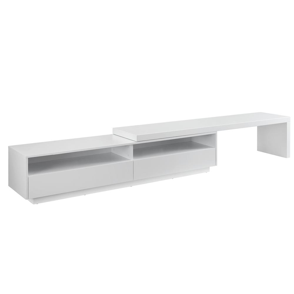 Celine extendable entertainment center in white matte with storage.. Picture 3