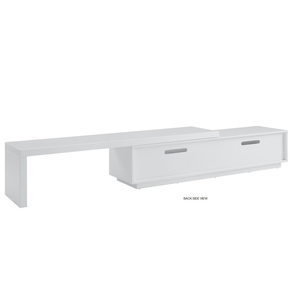 Celine extendable entertainment center in white matte with storage.. Picture 4