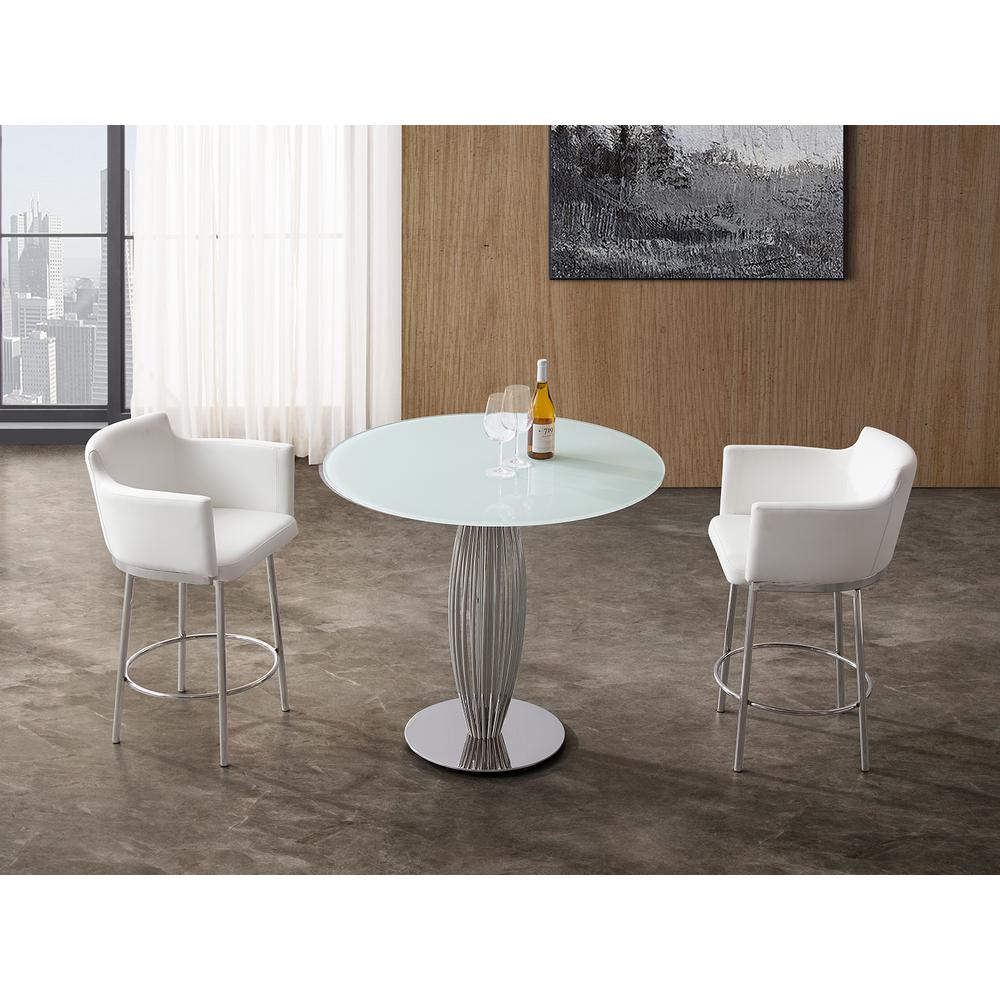 Tasso 39 in round counter table in white glass.. Picture 1