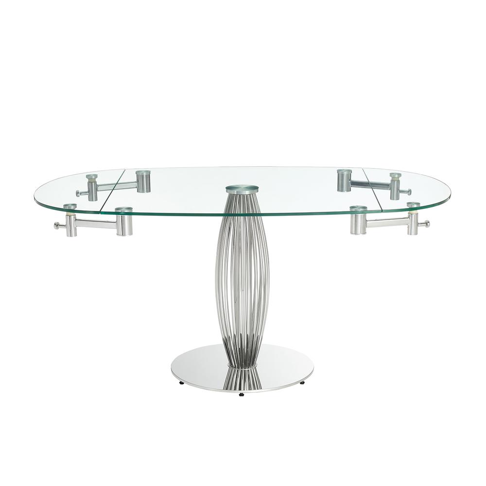 Tasso extendable dining table with stainless base and clear top.. Picture 2