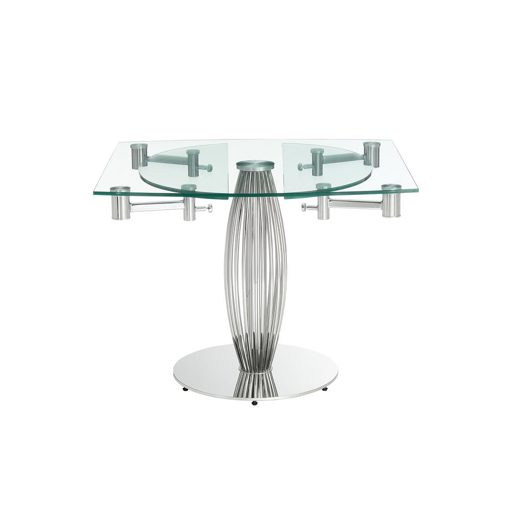 Tasso extendable dining table with stainless base and clear top.. Picture 3