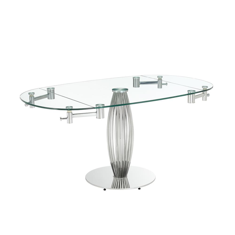 Tasso extendable dining table with stainless base and clear top.. Picture 4