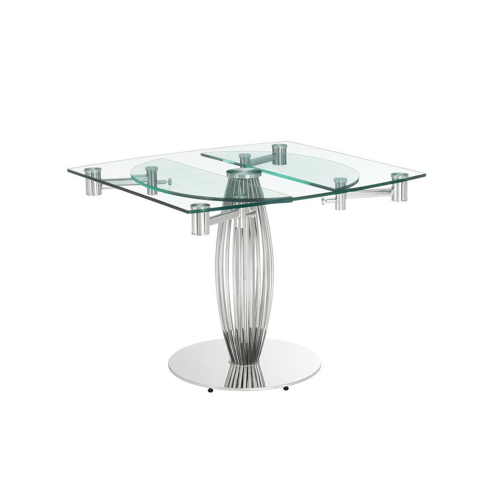 Tasso extendable dining table with stainless base and clear top.. Picture 5