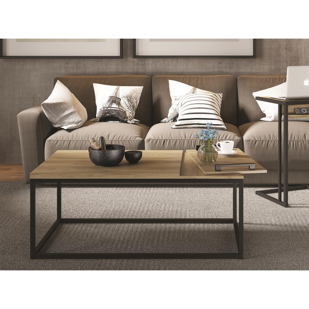Noa coffee table in oak laminate with storage.. Picture 1