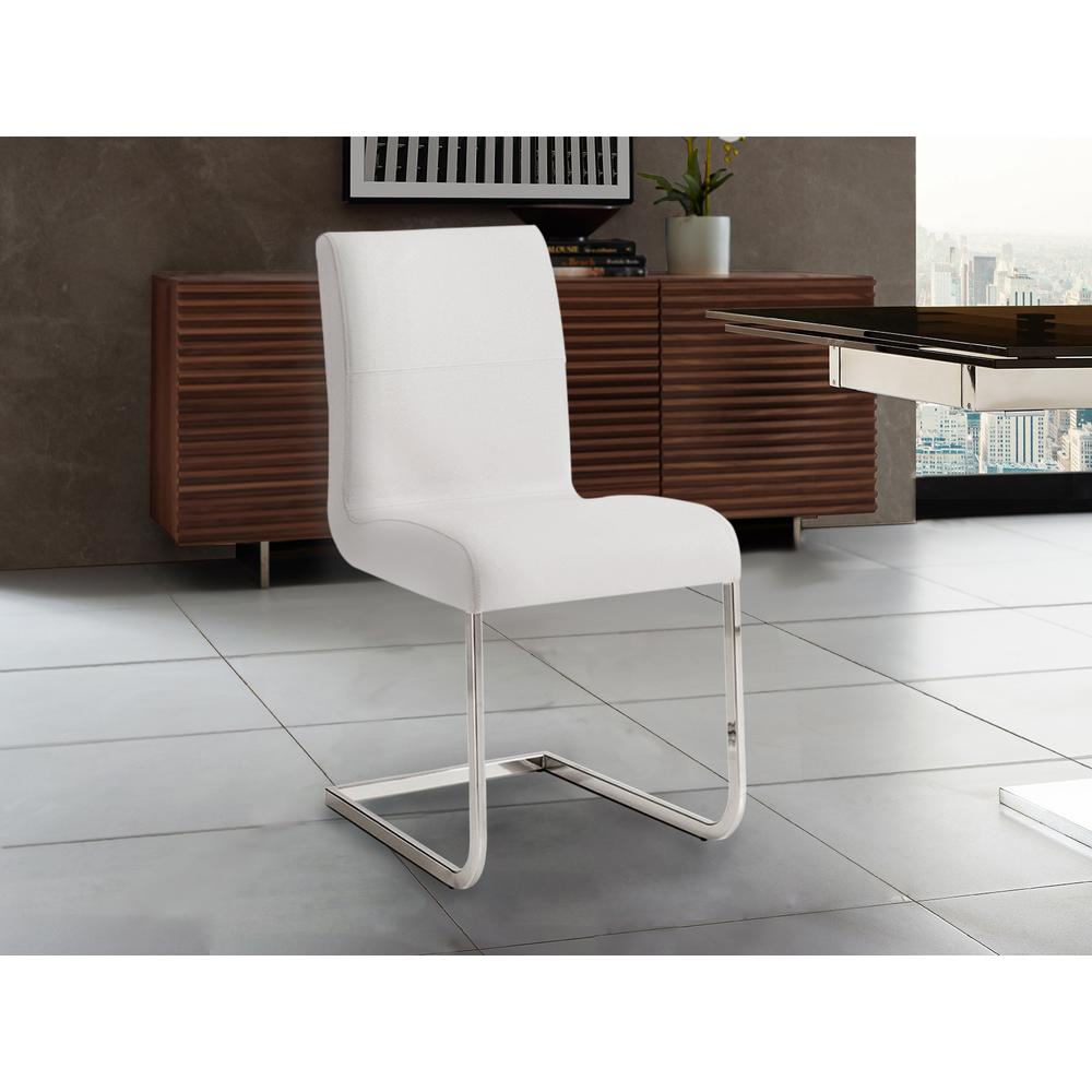 Stella dining chair in white top grain leather.. Picture 1