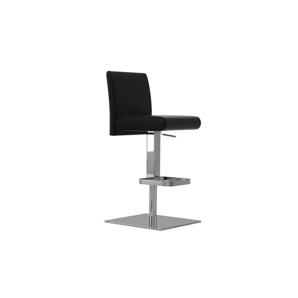 Vittoria adjustable 360 swivel bar stool in black top grain leather.. Picture 1