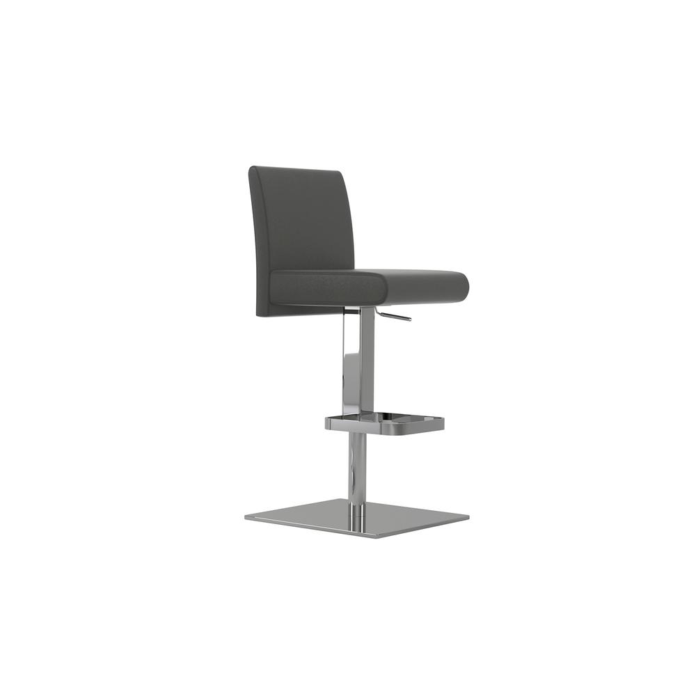 Vittoria adjustable 360 swivel bar stool in dark gray top grain leather.. Picture 1