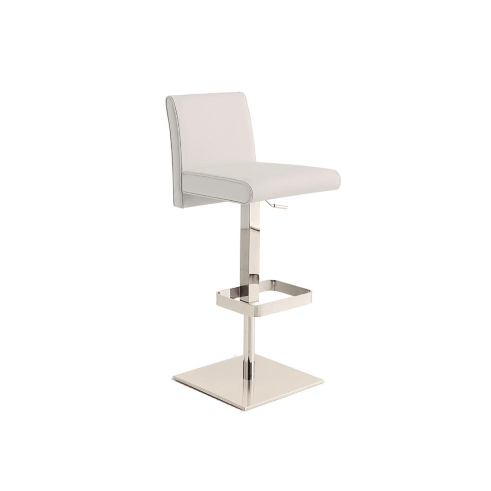 Vittoria adjustable 360 swivel bar stool in white top grain leather.. Picture 1