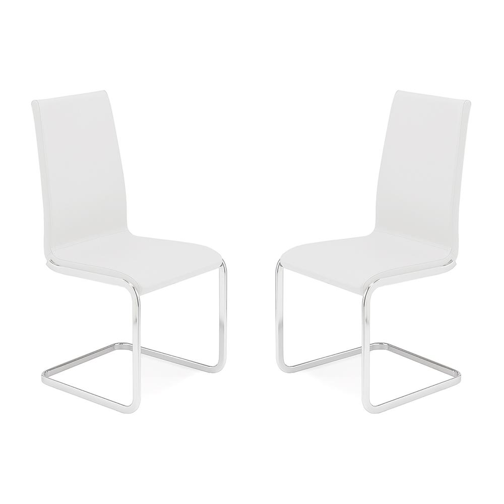 Aurora Set of 2 dining chair in white top grain leather.. Picture 1