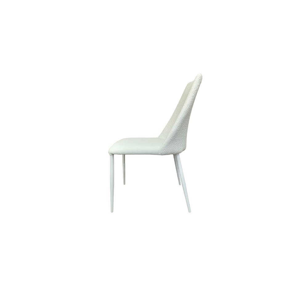 Mia dining chair in white leather & cotton.. Picture 4