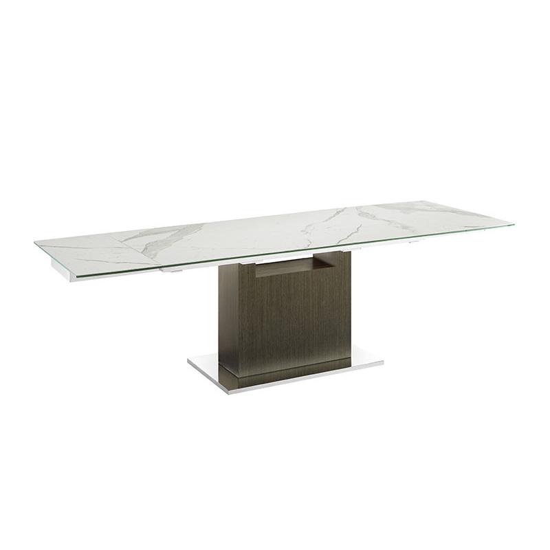 Dining table with gray oak base and rectangular white marbled porcelain top.. Picture 1
