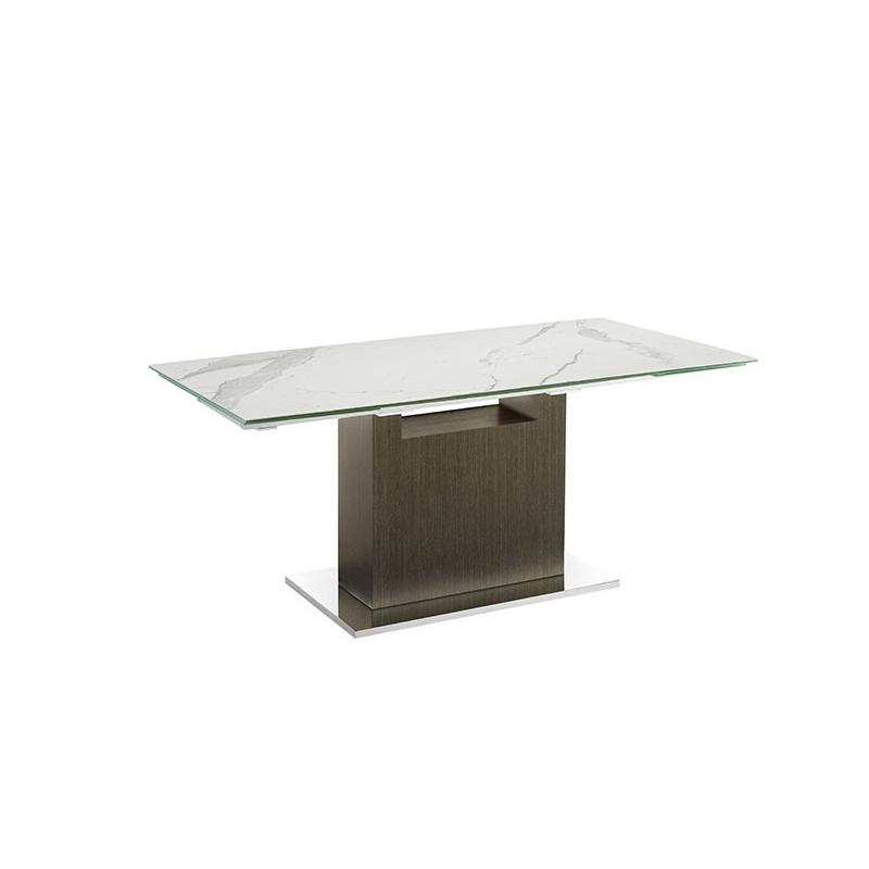 Dining table with gray oak base and rectangular white marbled porcelain top.. Picture 3