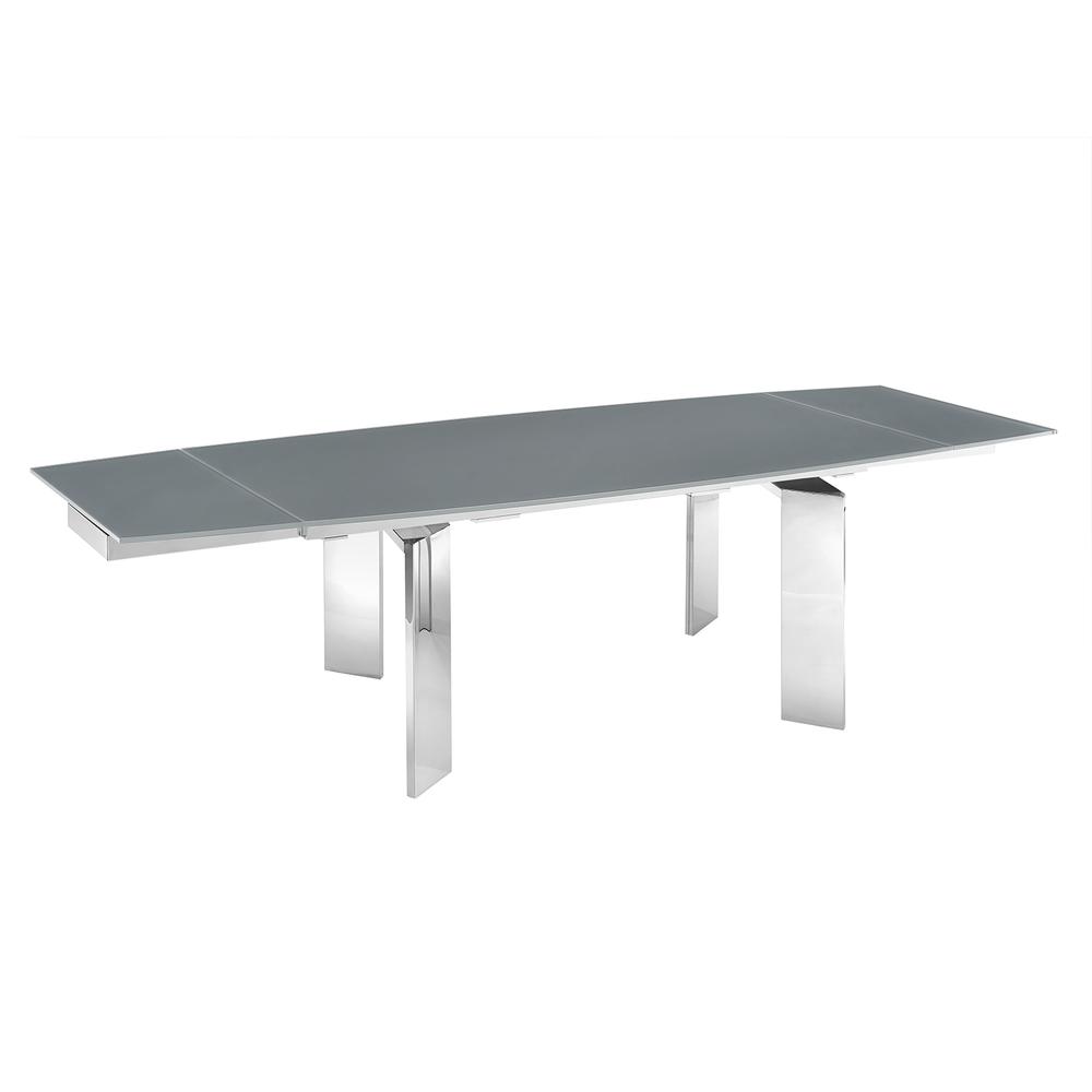 Astor manual dining table with stainless base and gray top.. Picture 2