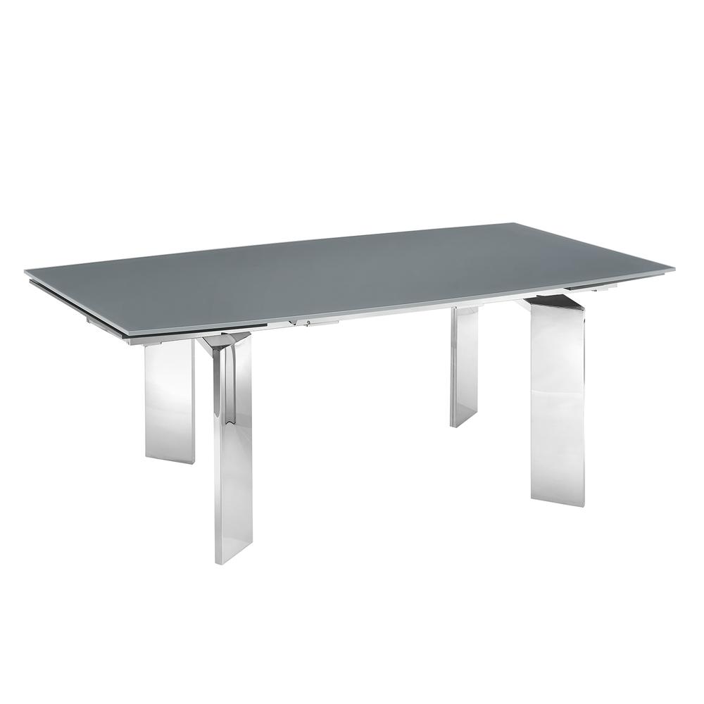 Astor manual dining table with stainless base and gray top.. Picture 3