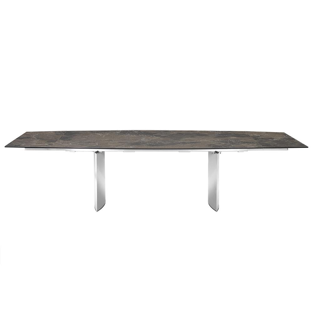 Dining table with stainless steel base and brown marbled porcelain top.. Picture 2