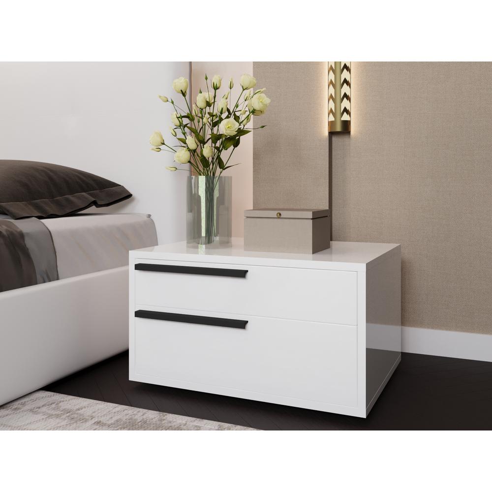 Carter Left nightstand in white high gloss black handles. Picture 2