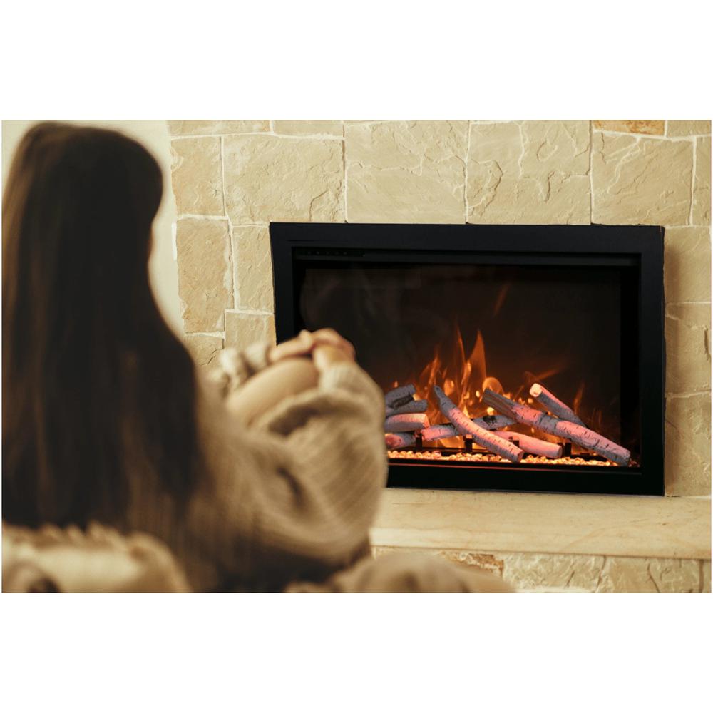 Smart 33” Fireplace – includes a steel trim, glass inlay, 10 piece log set. Picture 2