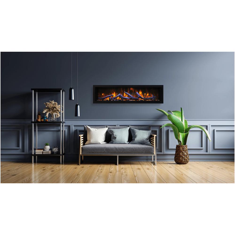 Smart 60″ Wide – Deep Indoor or Outdoor Electric Built-in Fireplace. Picture 2