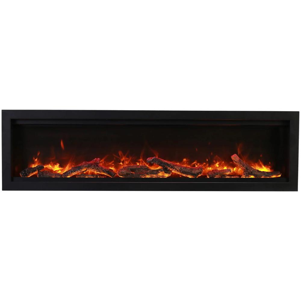 Smart 100" Clean face Electric Built-in with log and glass Fireplace. Picture 3