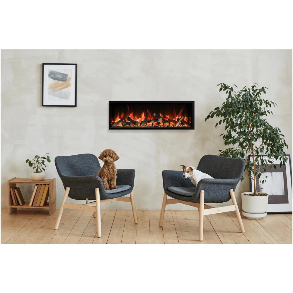 Smart 50" Clean face Electric Built-in with log and glass Fireplace. Picture 5
