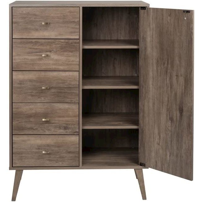 Milo 5-drawer Chest with Door, Drifted Gray. Picture 1