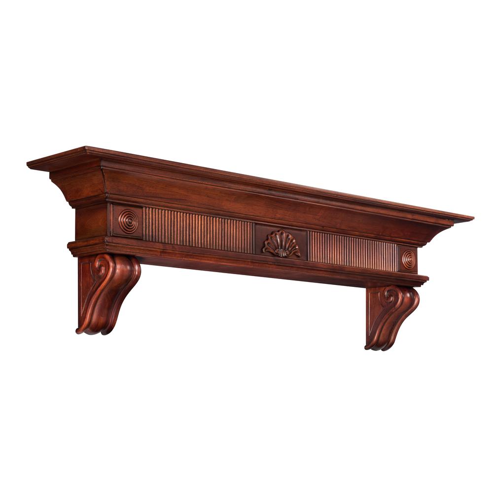 The Devonshire 60" Shelf or Mantel Shelf Cherry Rustic Distressed Finish. Picture 1